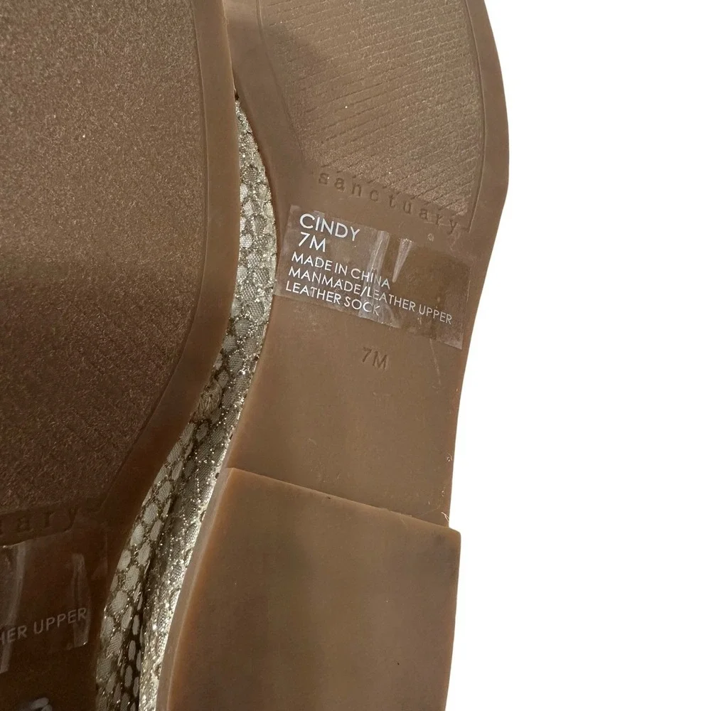 Sanctuary Cindy Gold Mesh Mary Jane‎ Ballet Flats Square Toe Womens 7M